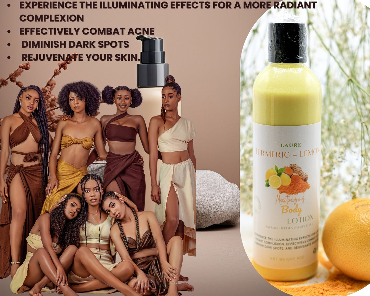 Turmeric and Lemon  Body Lotion- Brightening and Moisturizing with Vitamin C and E